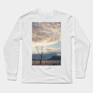 Dead tree in muddy beach at sunset Long Sleeve T-Shirt